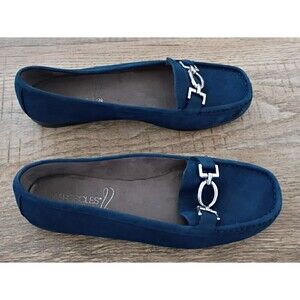 Aerosole Flexible Stitch 'n Turn Comfort leather loafers Blue Hazelnut 9.5 New